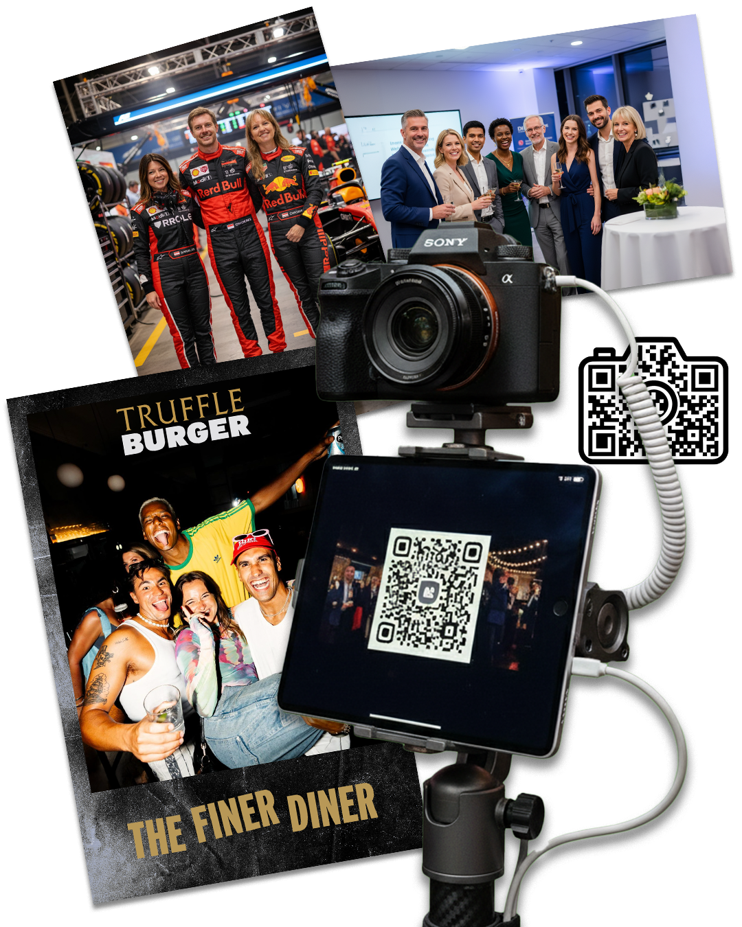 Camera and iPad station showing the QR code