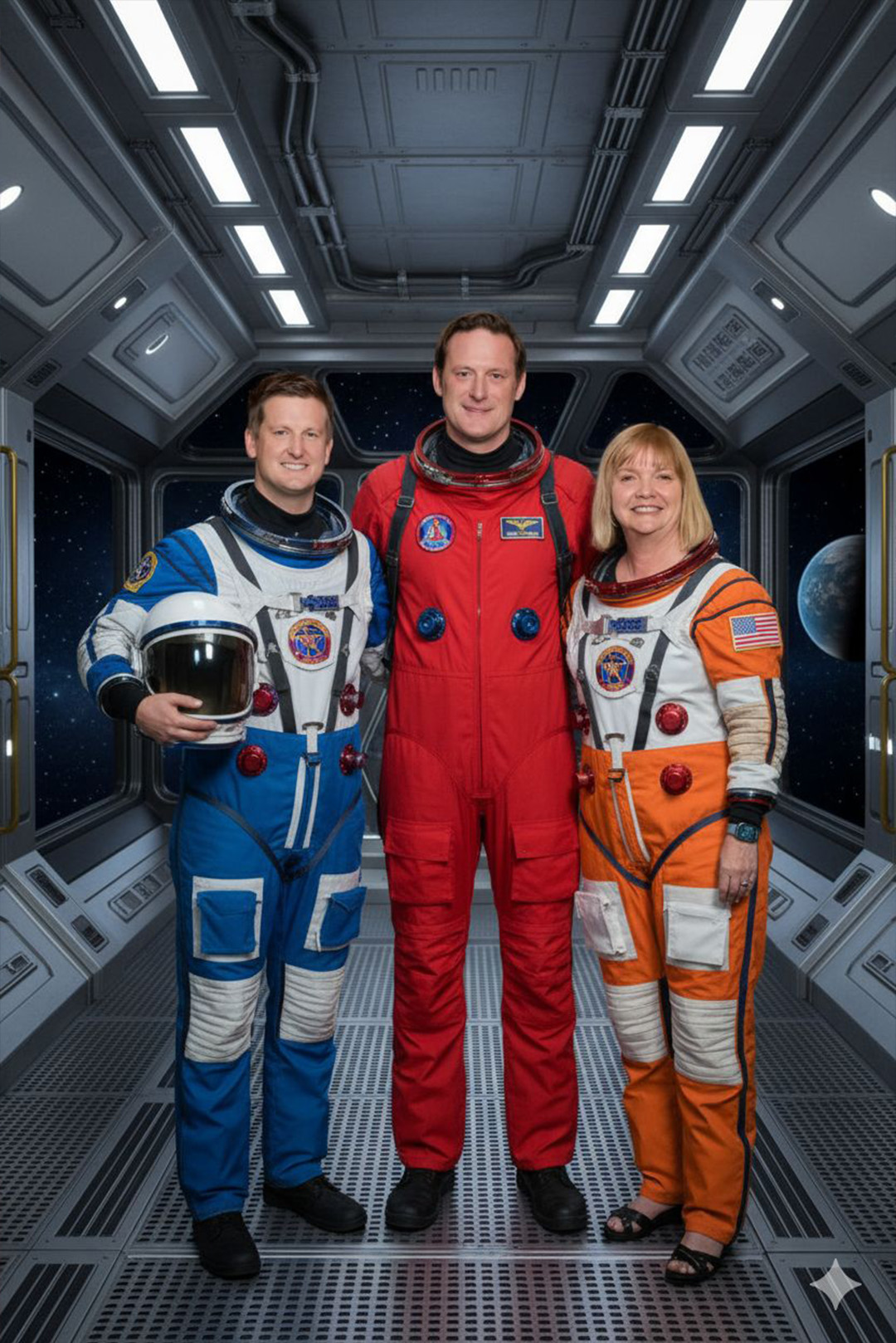 The same guests reimagined as astronauts